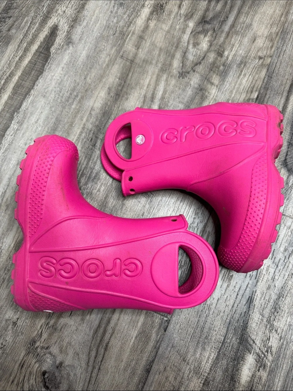 Crocs Kids Waterproof Pink Handle It Rain Boots Size 9C